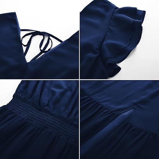 GRACE KARIN Womens Summer Dress V Neck Ruffle Sleeve Tiered Midi 2025