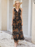 Womens Summer Floral Maxi Dress, A Line Tulle,Elegant for Wedding Guest & Beach Vacation,Flowy Casual Boho Outfits