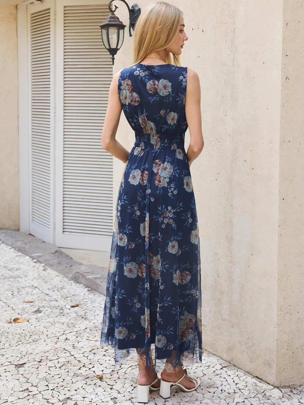 Womens Summer Floral Maxi Dress, A Line Tulle,Elegant for Wedding Guest & Beach Vacation,Flowy Casual Boho Outfits